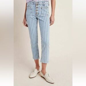 Anthropologie Pilcro and the letterpress stripped high waist cropped Jean 25